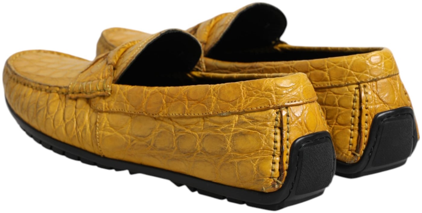 Dolce & Gabbana Yellow Exotic Leather Loafers Slip On Shoes