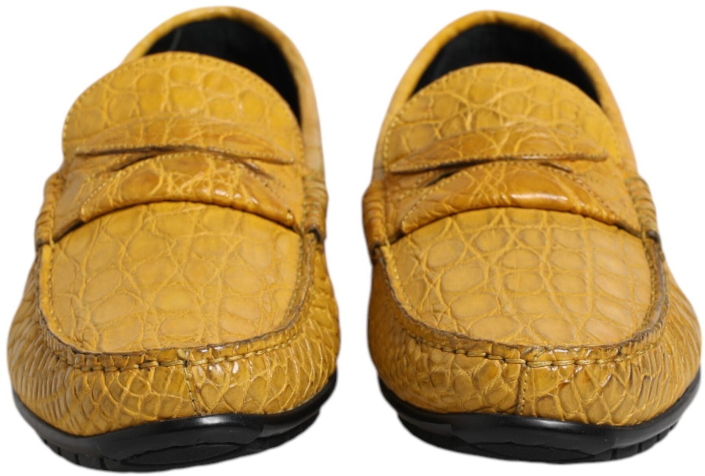 Dolce & Gabbana Yellow Exotic Leather Loafers Slip On Shoes