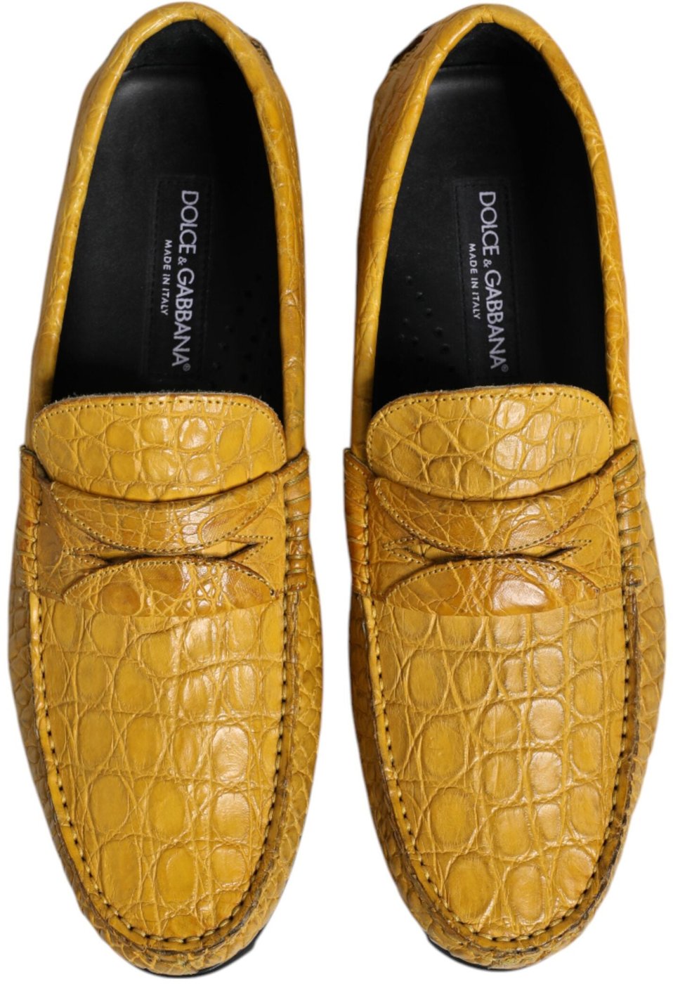 Dolce & Gabbana Yellow Exotic Leather Loafers Slip On Shoes