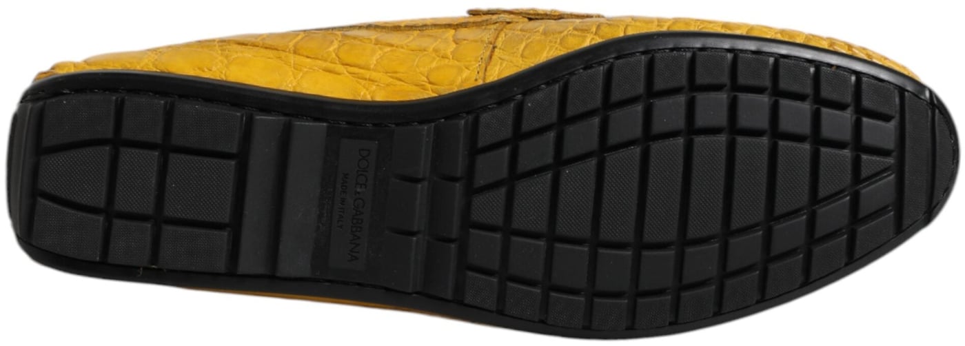 Dolce & Gabbana Yellow Exotic Leather Loafers Slip On Shoes