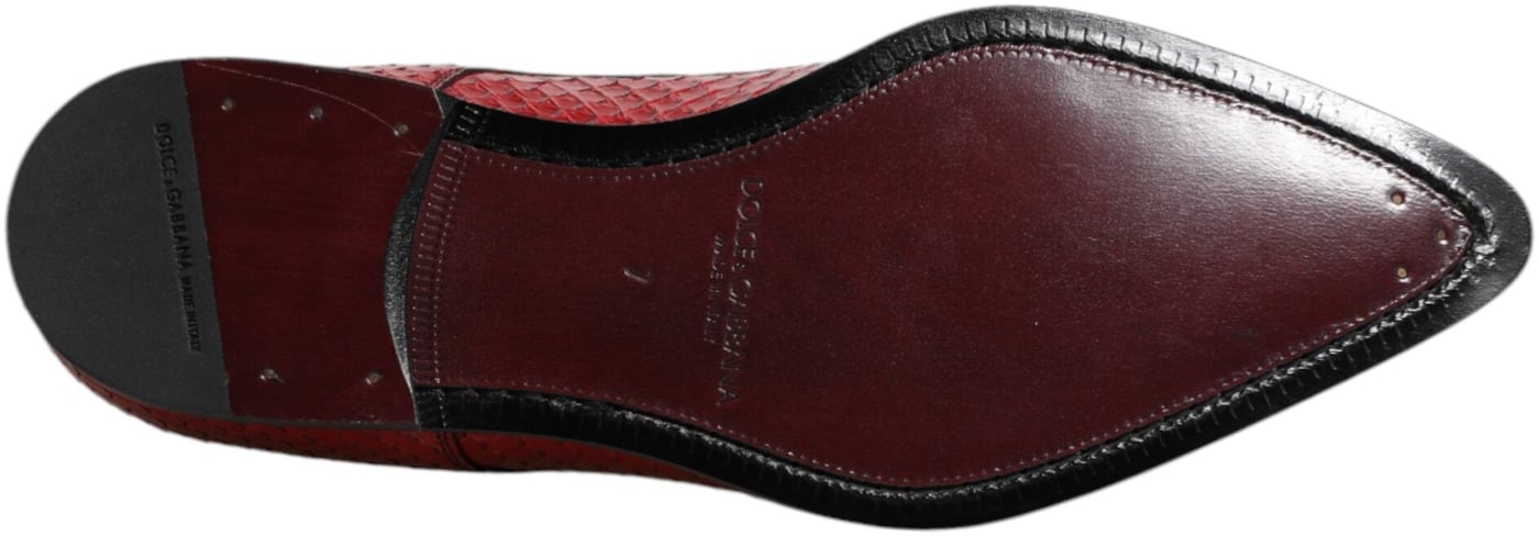 Dolce & Gabbana Red Exotic Leather Lace Up Dress Derby Shoes