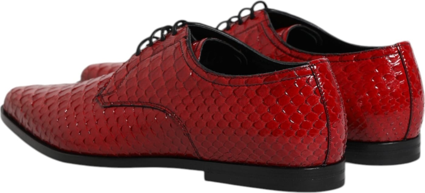 Dolce & Gabbana Red Exotic Leather Lace Up Dress Derby Shoes