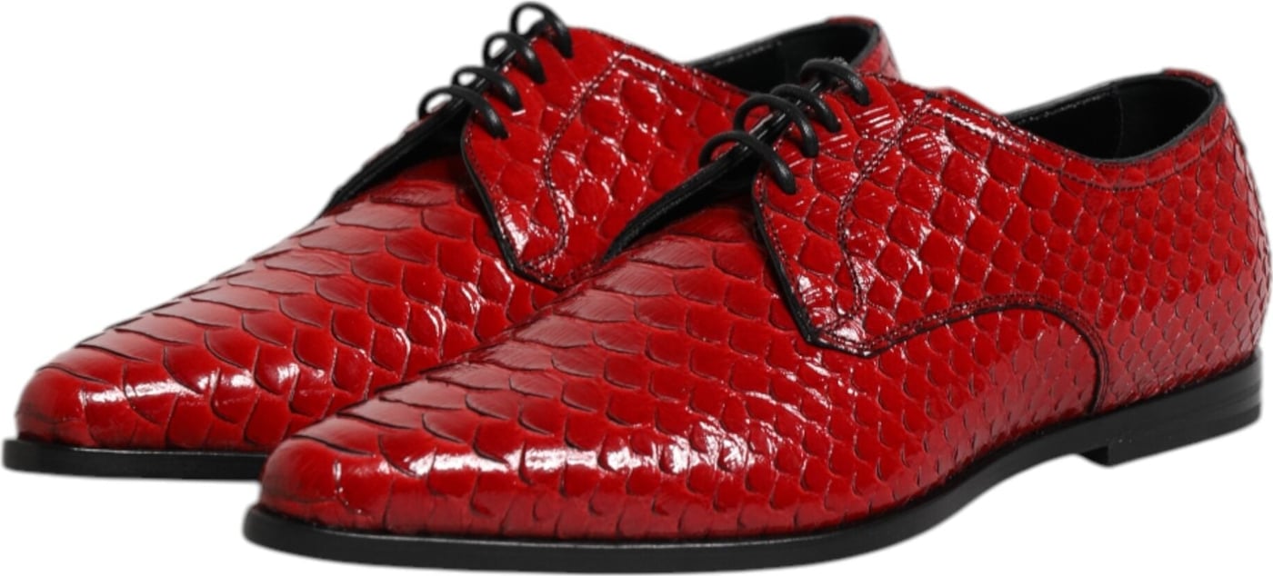 Dolce & Gabbana Red Exotic Leather Lace Up Dress Derby Shoes