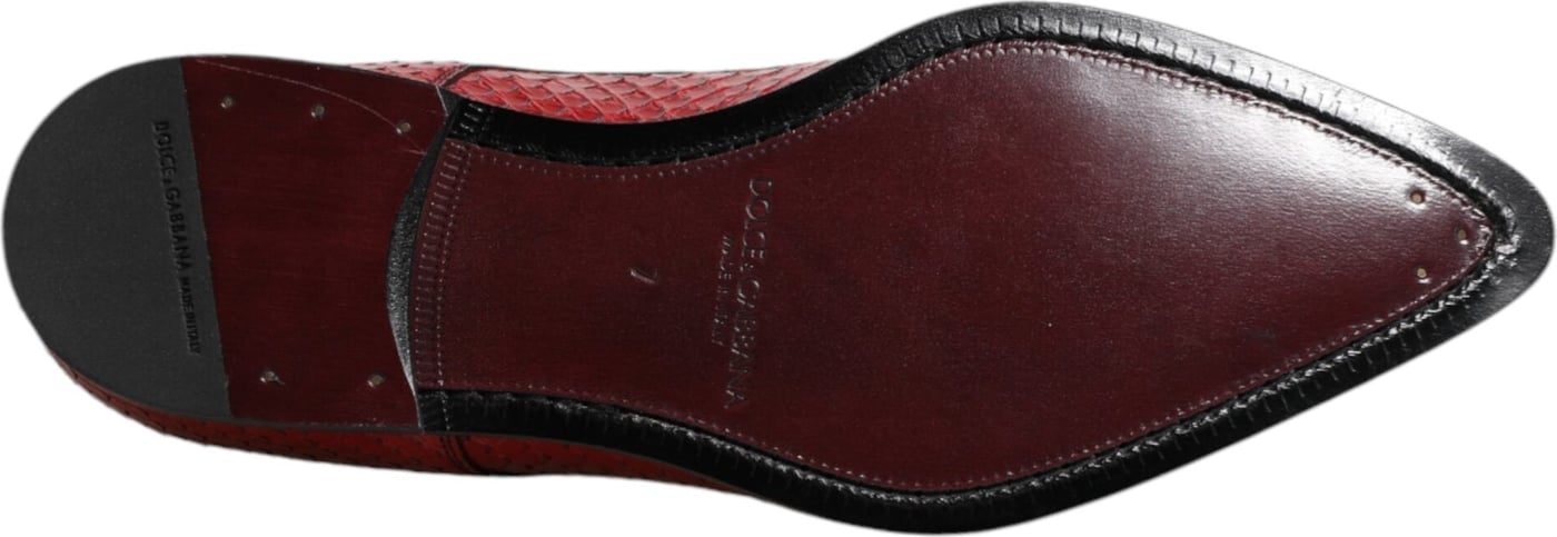 Dolce & Gabbana Red Exotic Leather Lace Up Dress Derby Shoes