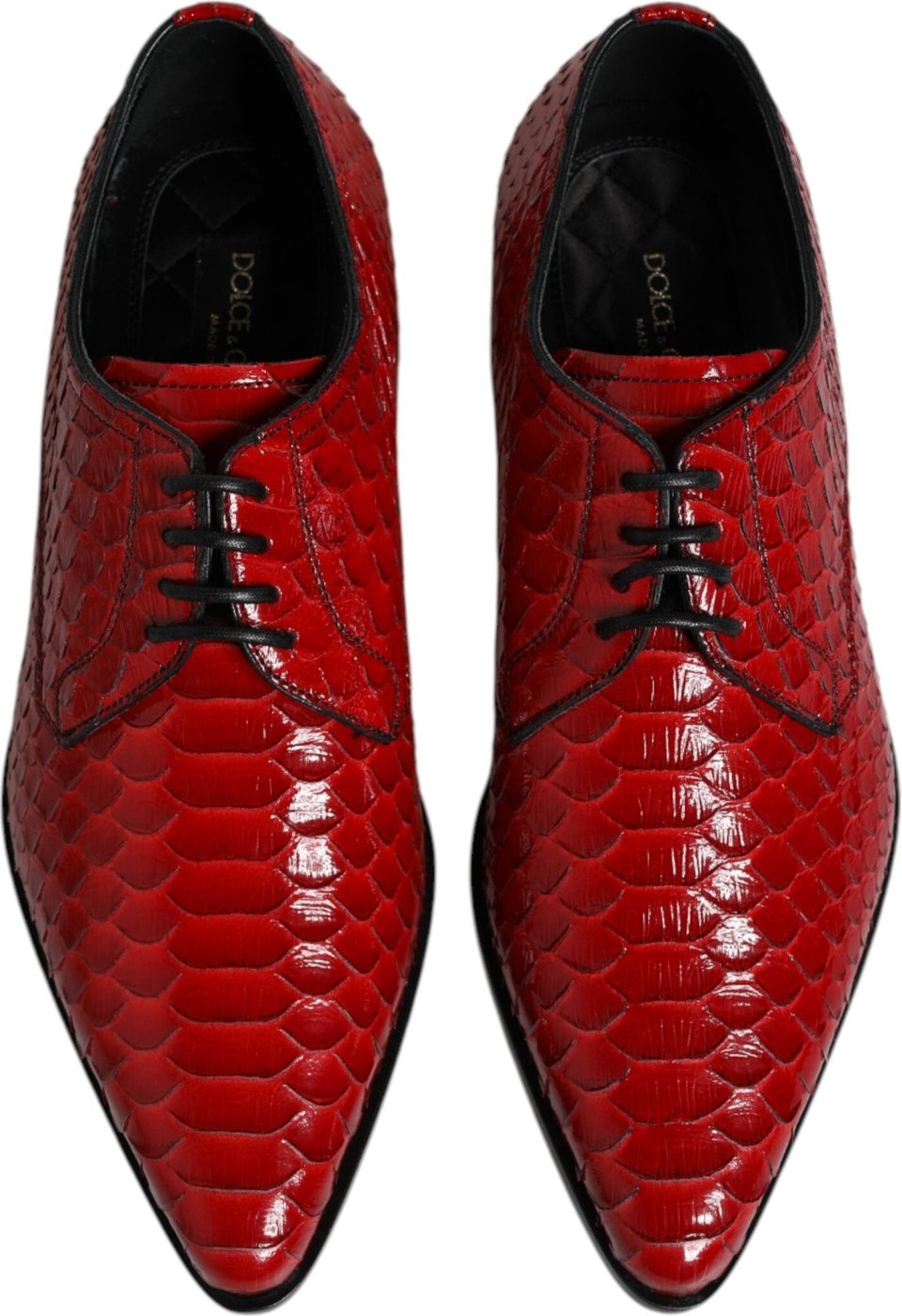 Dolce & Gabbana Red Exotic Leather Lace Up Dress Derby Shoes