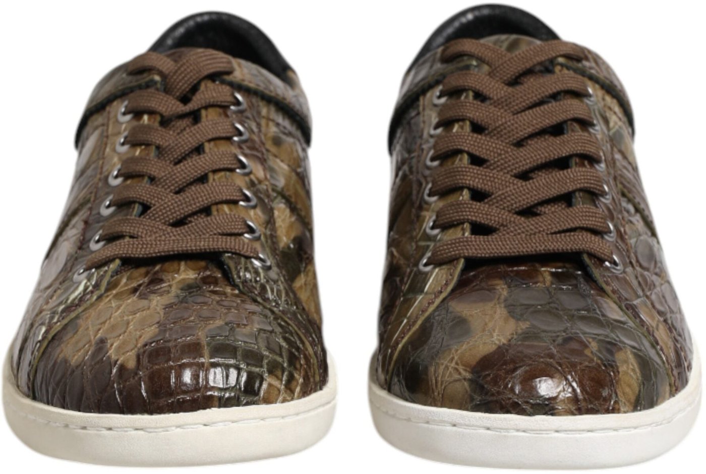 Dolce & Gabbana Brown Exotic Leather Low Top Sneakers Shoes