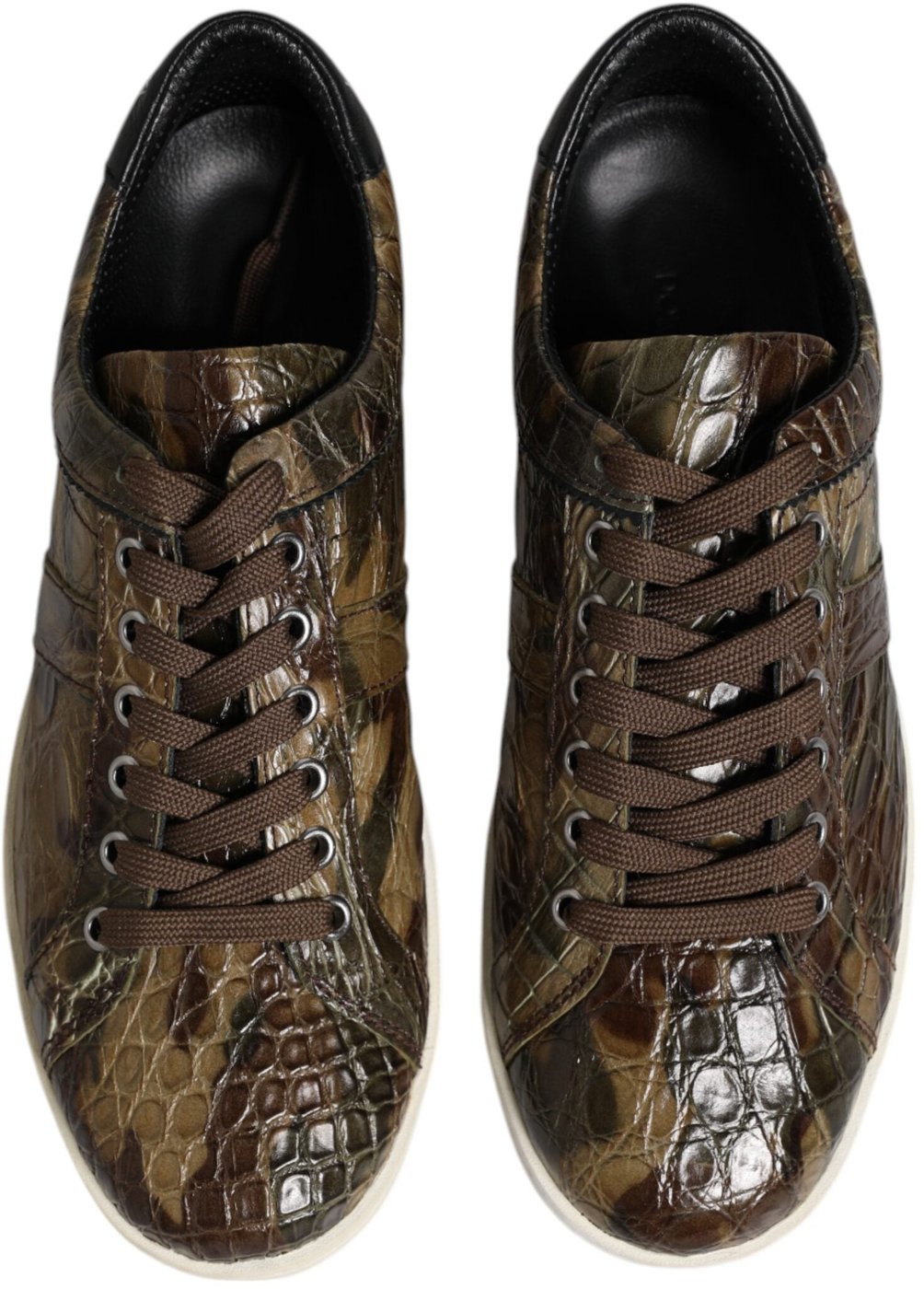 Dolce & Gabbana Brown Exotic Leather Low Top Sneakers Shoes