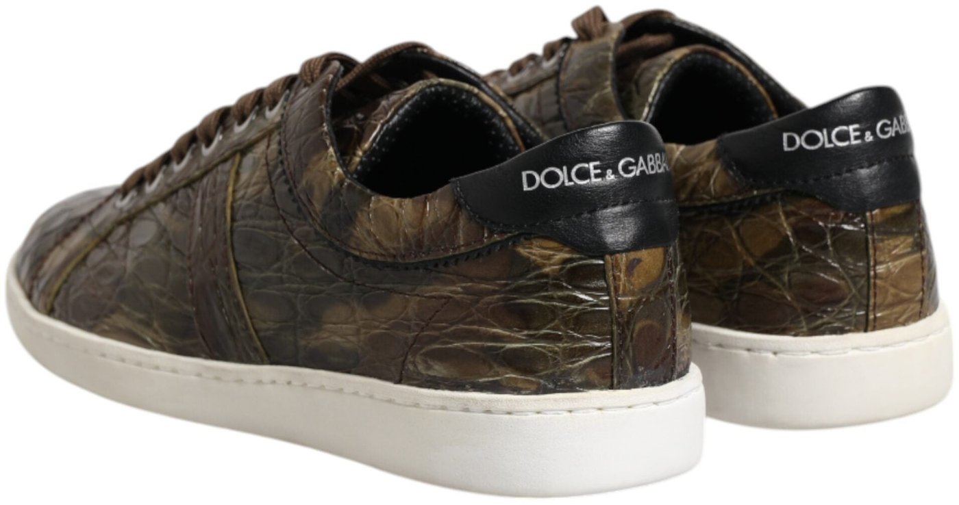 Dolce & Gabbana Brown Exotic Leather Low Top Sneakers Shoes