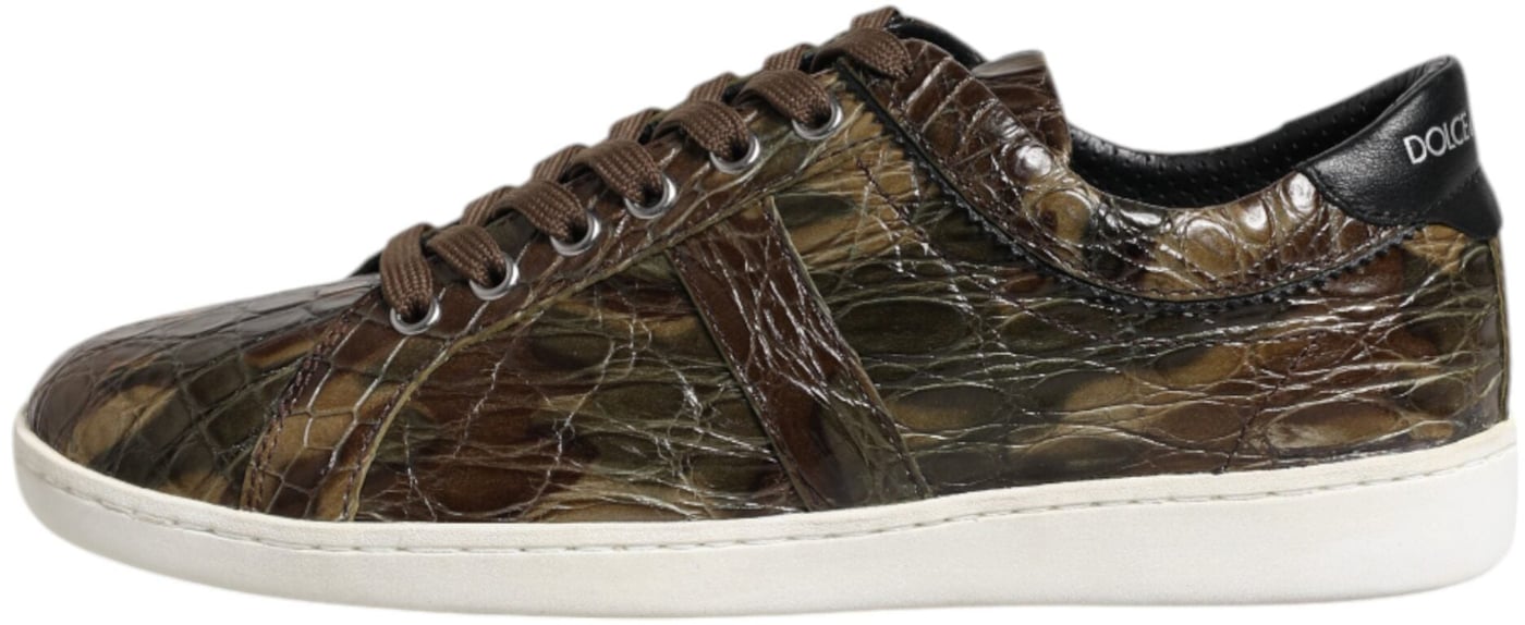 Dolce & Gabbana Brown Exotic Leather Low Top Sneakers Shoes