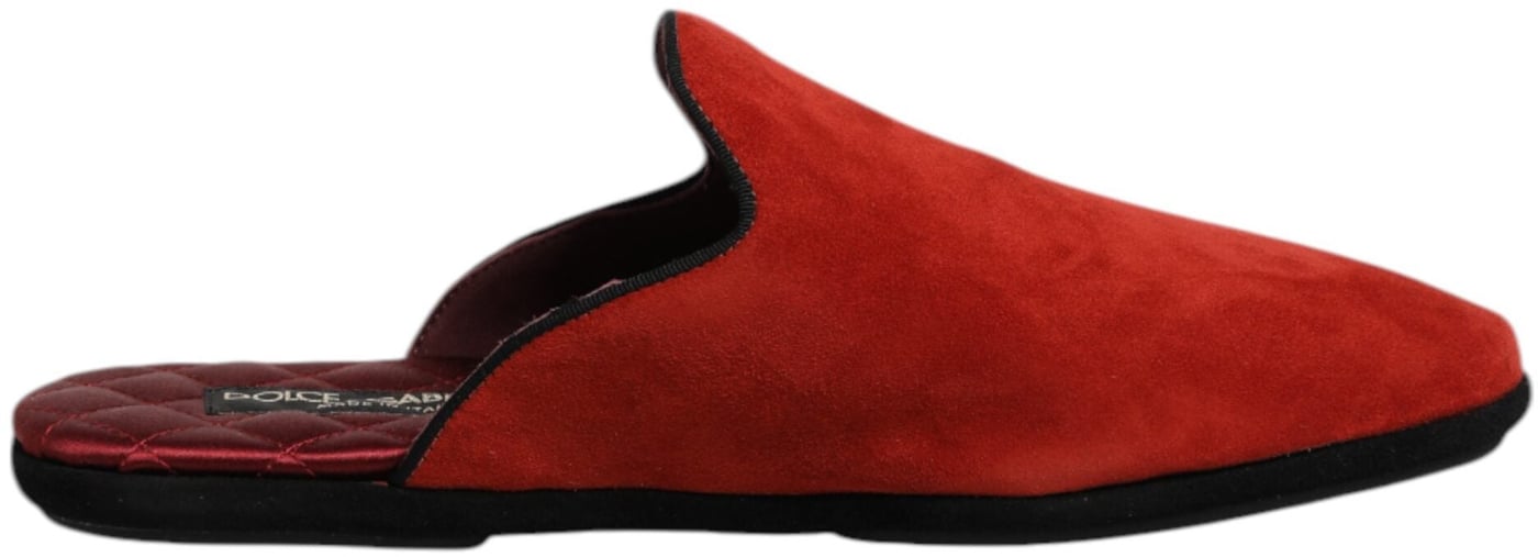 Dolce & Gabbana Orange Suede Slides Flat Slipper Shoes