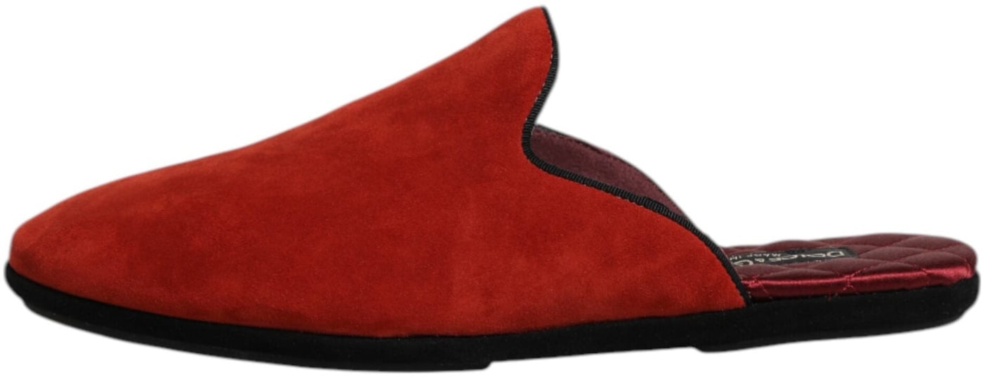 Dolce & Gabbana Orange Suede Slides Flat Slipper Shoes