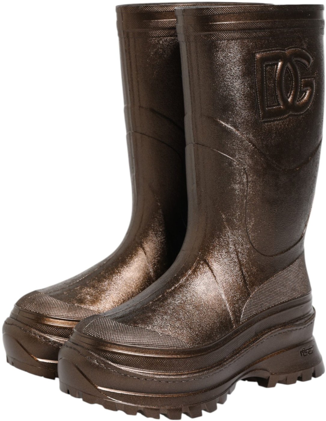 Dolce & Gabbana Metallic Bronze Pull On Rain Boots Shoes