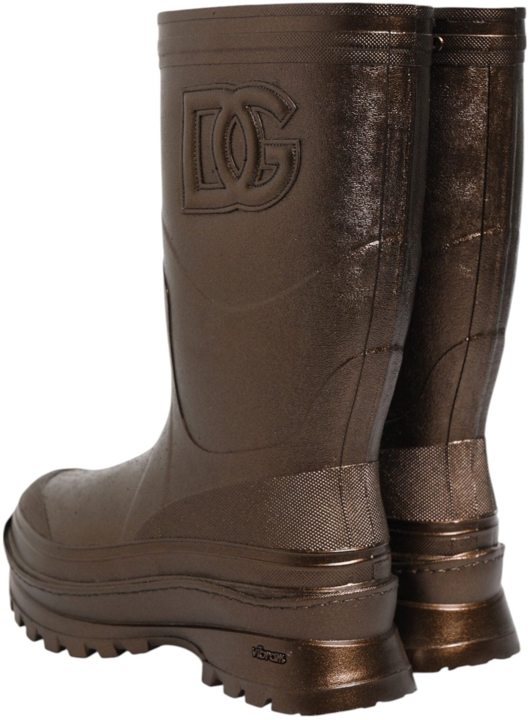 Dolce & Gabbana Metallic Bronze Pull On Rain Boots Shoes
