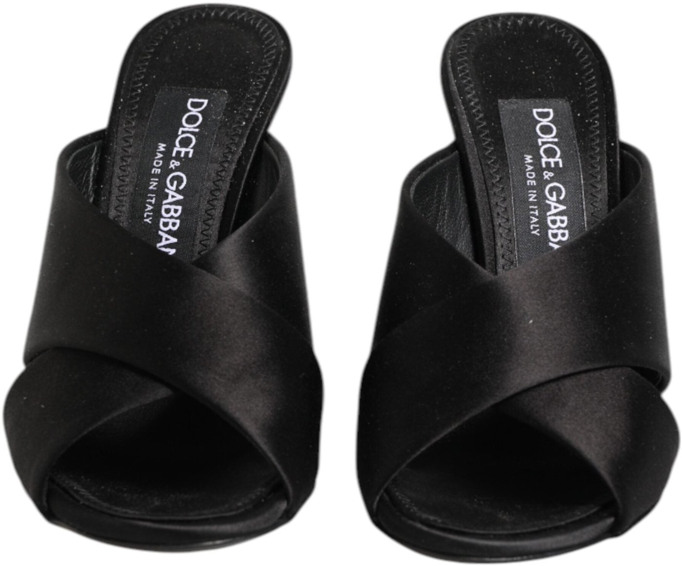 Dolce & Gabbana Black Logo KEIRA Satin Slides Sandals Shoes