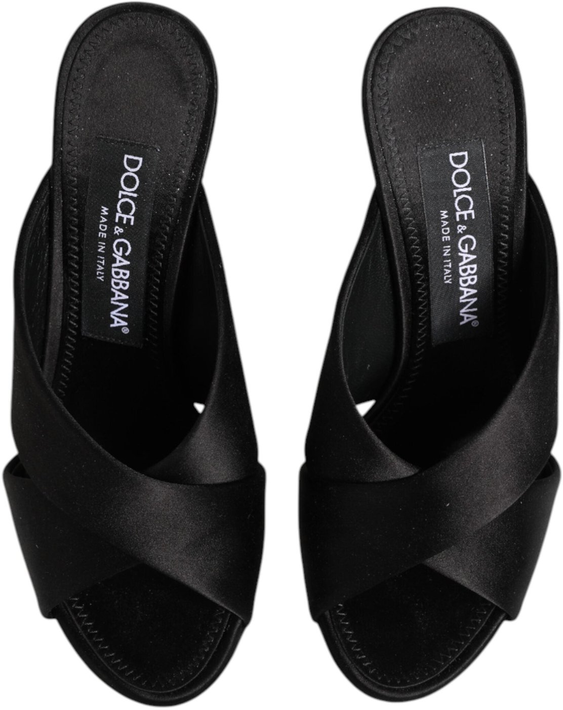Dolce & Gabbana Black Logo KEIRA Satin Slides Sandals Shoes