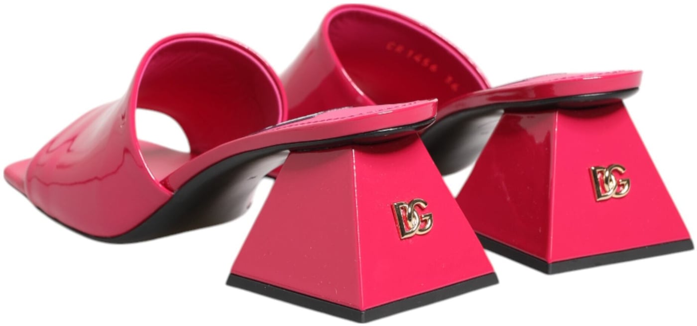 Dolce & Gabbana Pink Open Toe Block Heel Mules Sandals Shoes