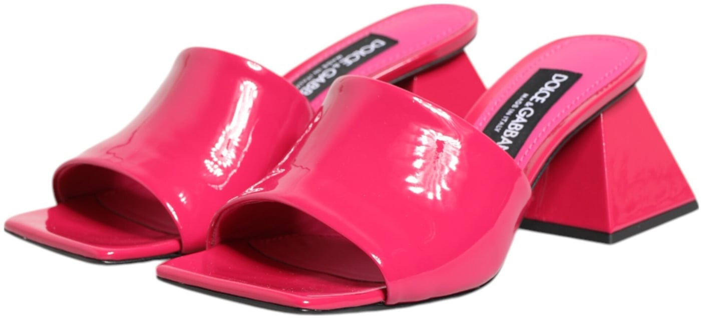 Dolce & Gabbana Pink Open Toe Block Heel Mules Sandals Shoes