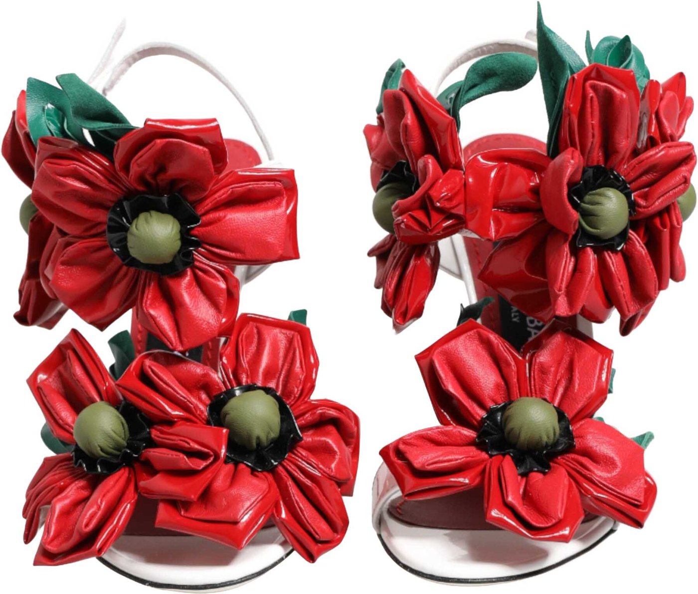 Dolce & Gabbana White Red Floral Detailing Sandals Shoes