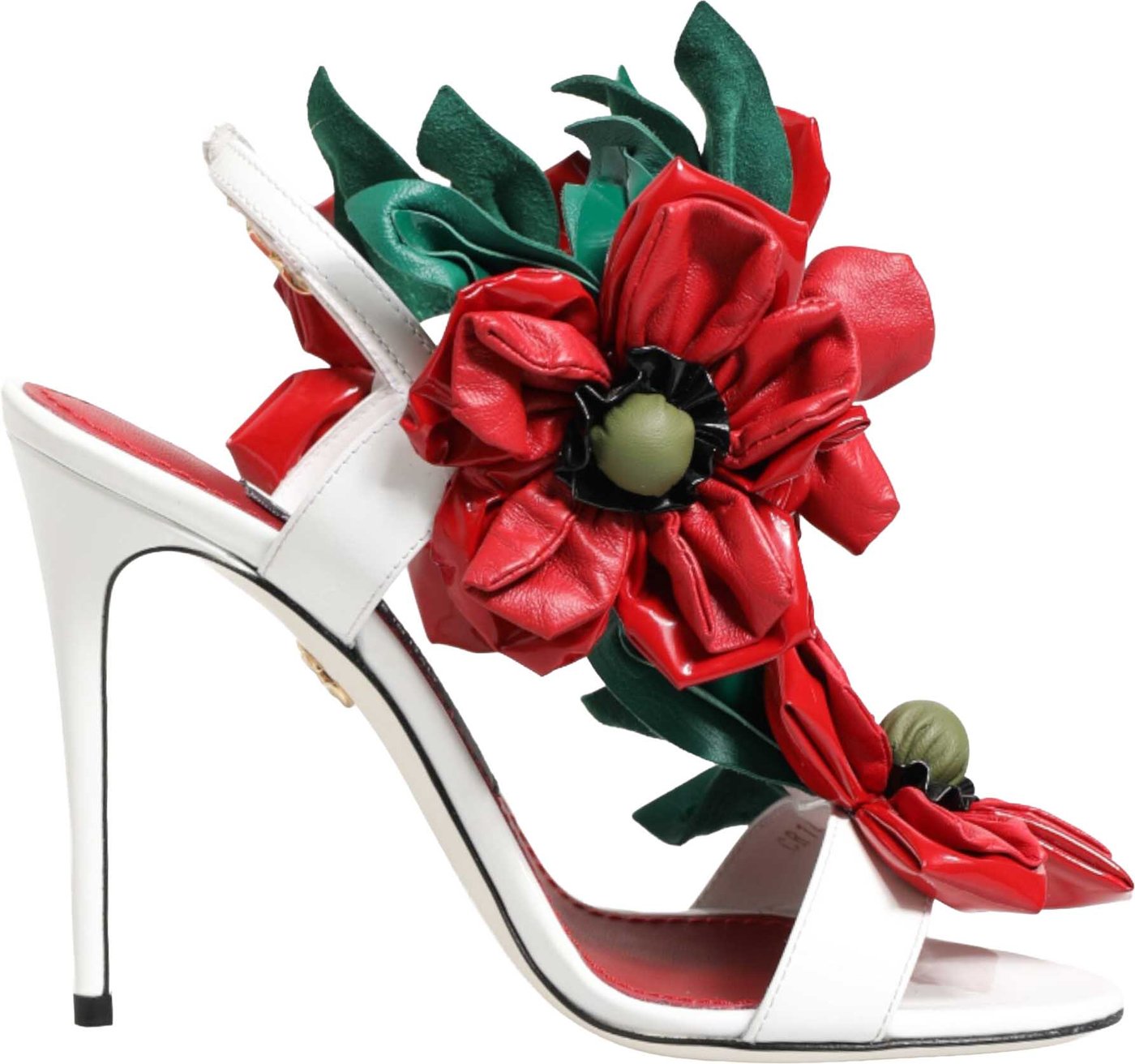 Dolce & Gabbana White Red Floral Detailing Sandals Shoes