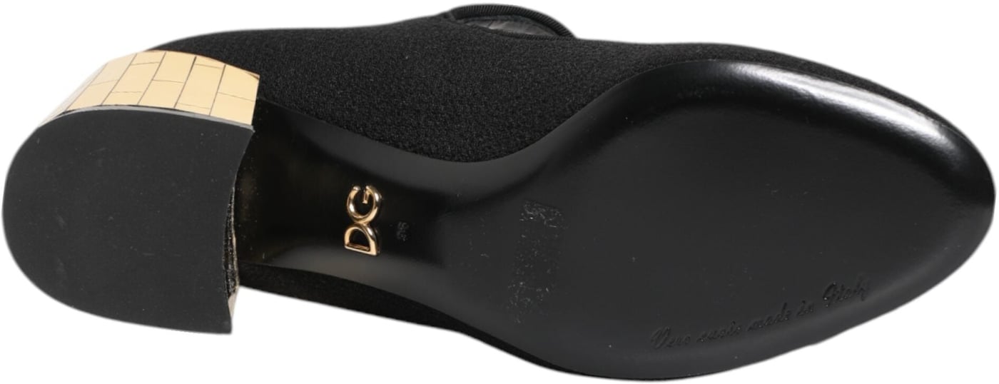 Dolce & Gabbana Black Flower Crystal Embellished Mary Jane Shoes