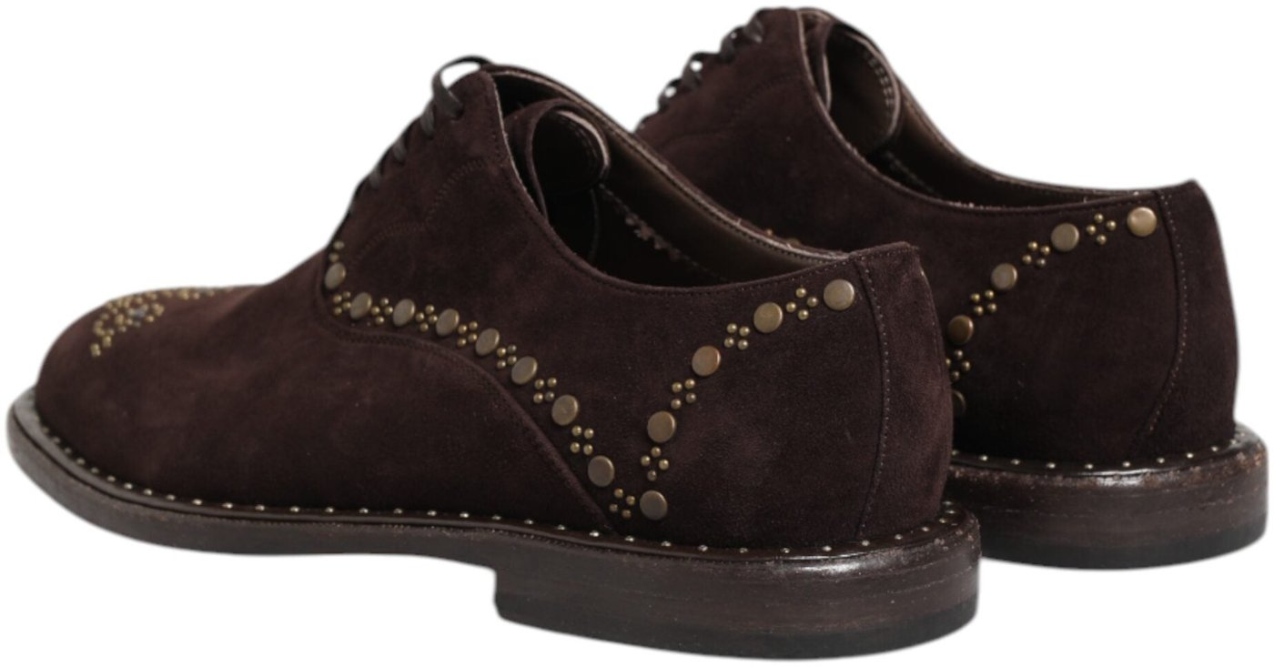 Dolce & Gabbana Brown Velvet Lace Up Oxford Dress Shoes