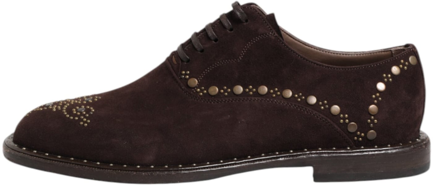 Dolce & Gabbana Brown Velvet Lace Up Oxford Dress Shoes