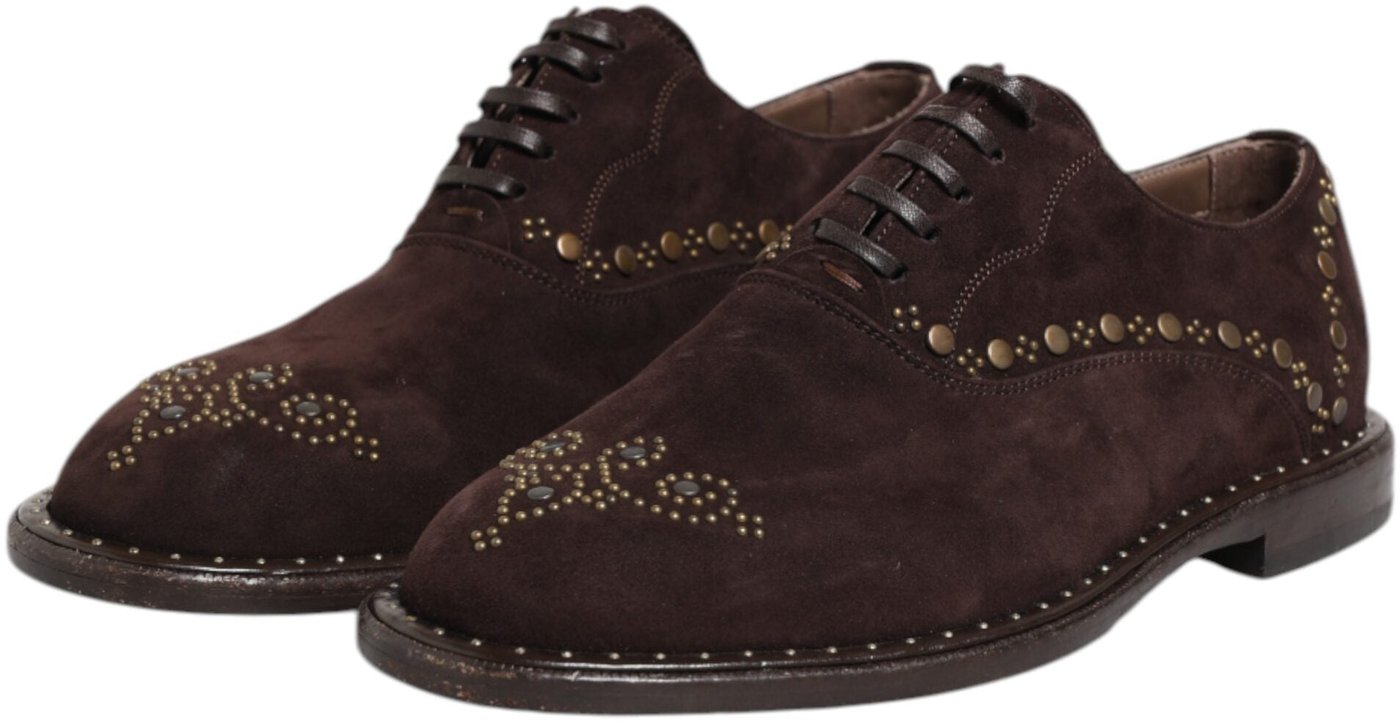 Dolce & Gabbana Brown Velvet Lace Up Oxford Dress Shoes