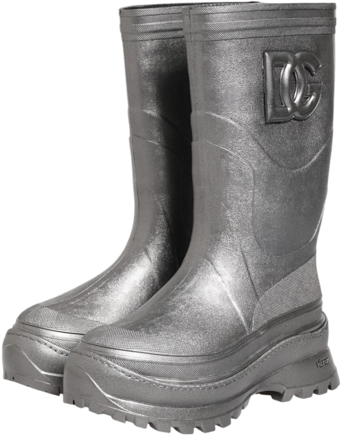 Dolce & Gabbana Metallic Silver Pull On Rain Boots Shoes