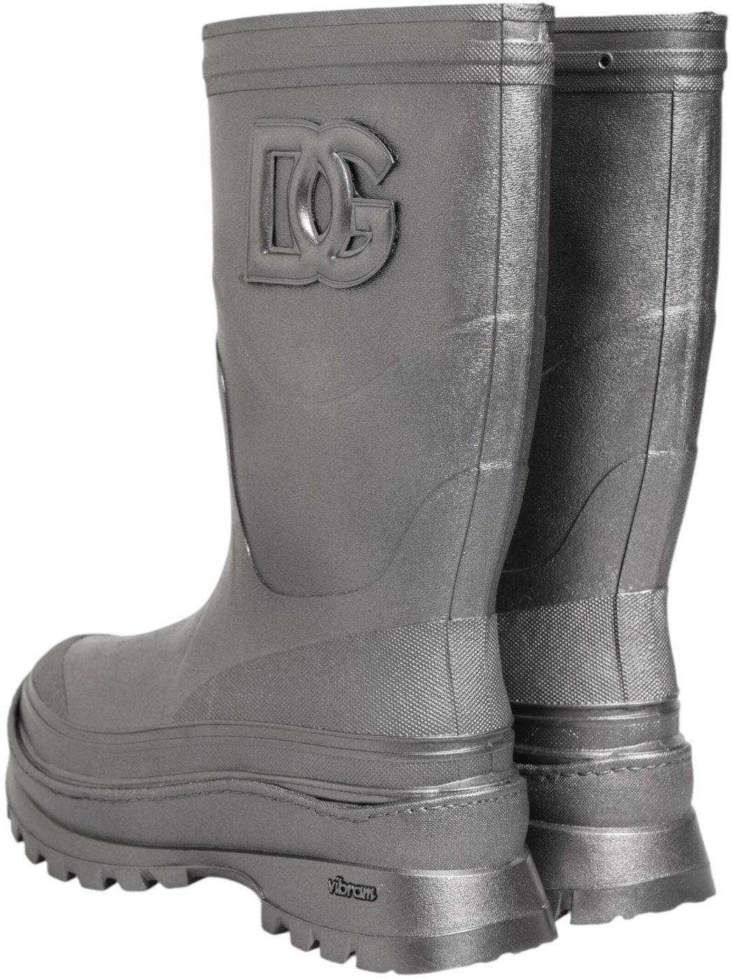 Dolce & Gabbana Metallic Silver Pull On Rain Boots Shoes