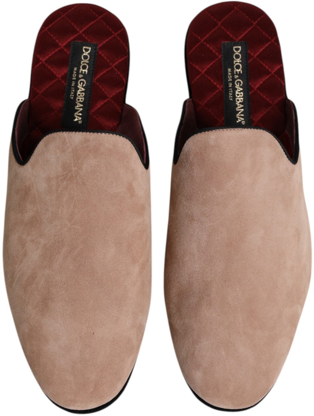 Dolce & Gabbana Beige Suede Leather Slides Flat Slipper Shoes
