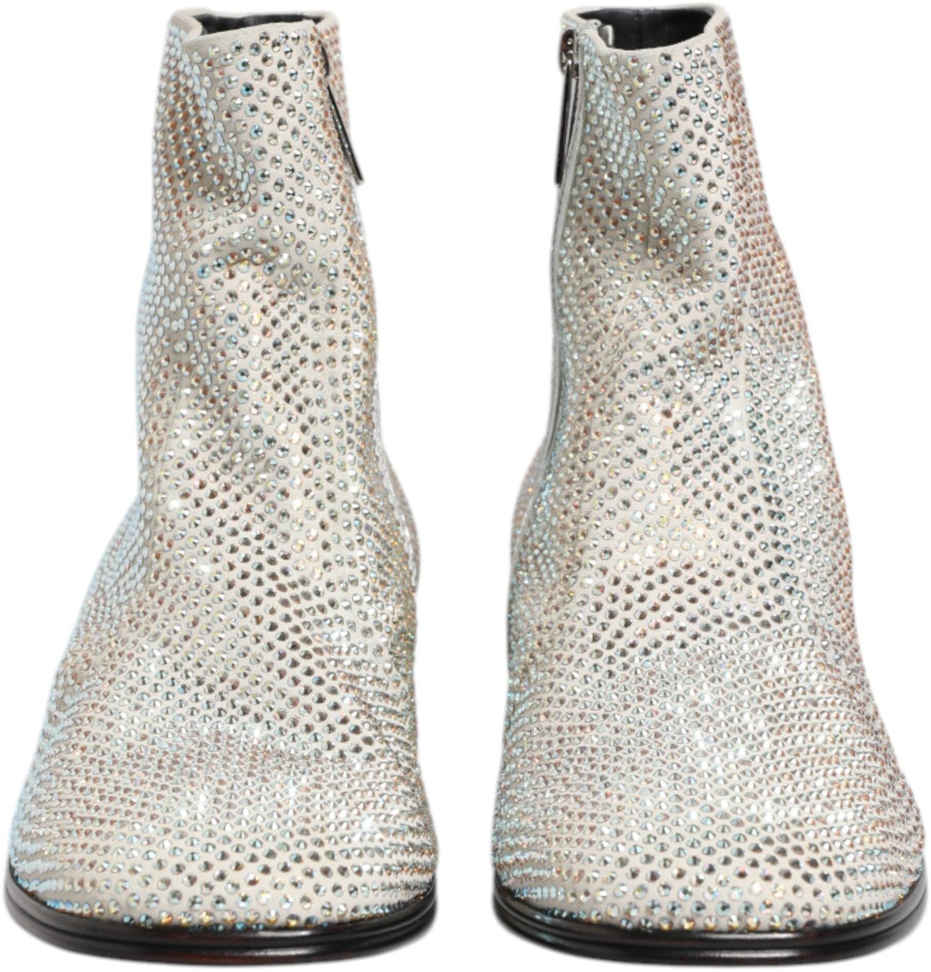 Dolce & Gabbana White Strass DG Logo Heels Ankle Boots Shoes