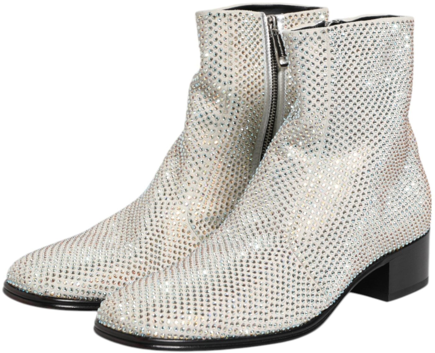 Dolce & Gabbana White Strass DG Logo Heels Ankle Boots Shoes