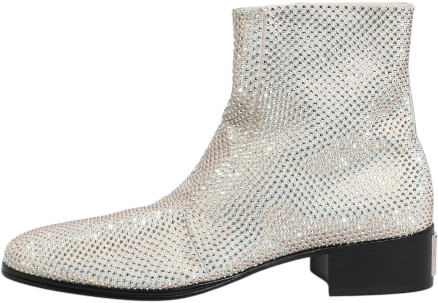 Dolce & Gabbana White Strass DG Logo Heels Ankle Boots Shoes