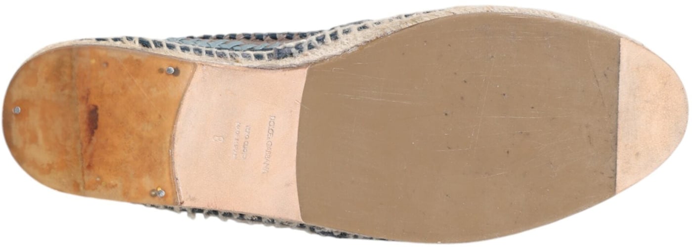 Dolce & Gabbana Blue Gray Woven Leather Buffalo Espadrille Shoes