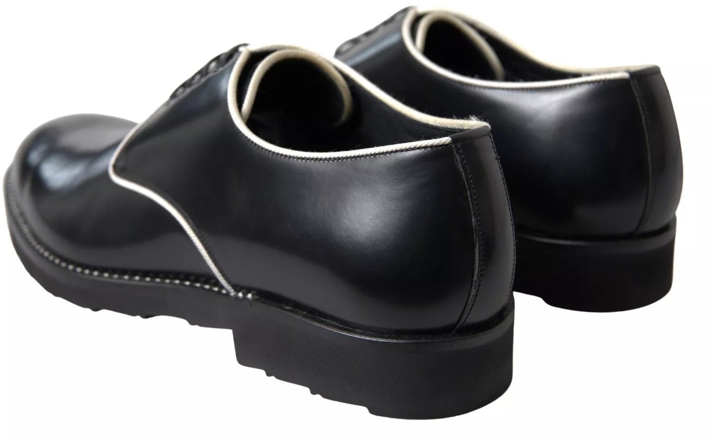 Dolce & Gabbana Black White Leather Formal Dress Shoes