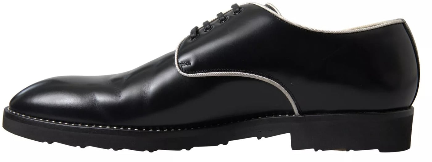 Dolce & Gabbana Black White Leather Formal Dress Shoes