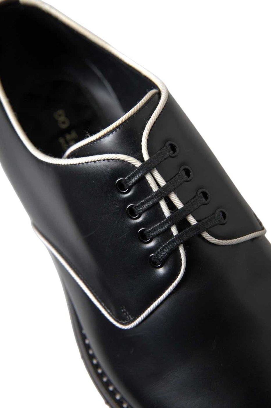 Dolce & Gabbana Black White Leather Formal Dress Shoes