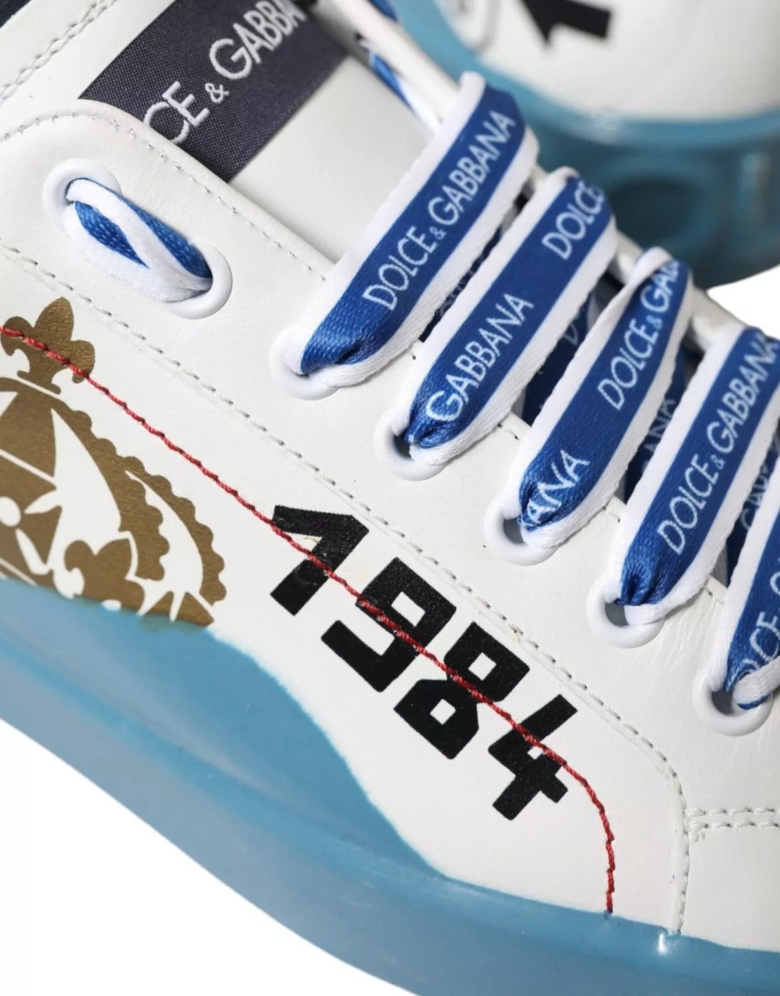 Dolce & Gabbana Blue White Printed Portofino Melt Sneakers
