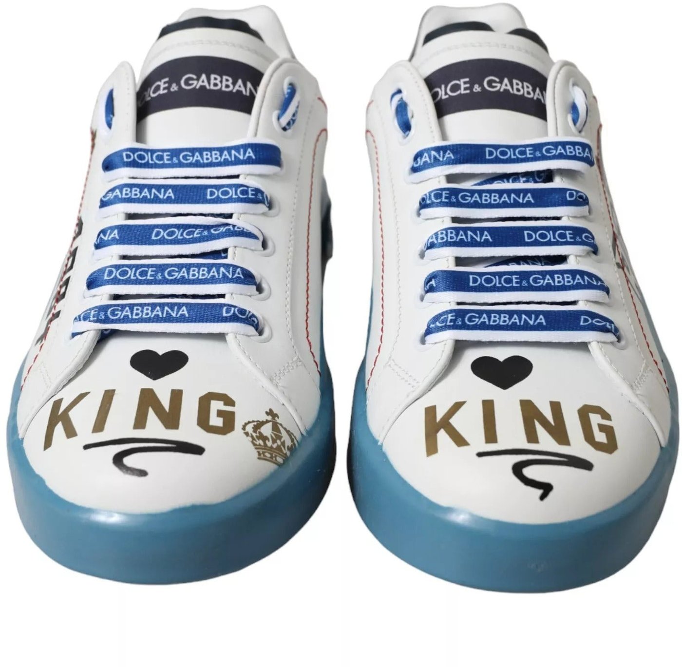 Dolce & Gabbana Blue White Printed Portofino Melt Sneakers