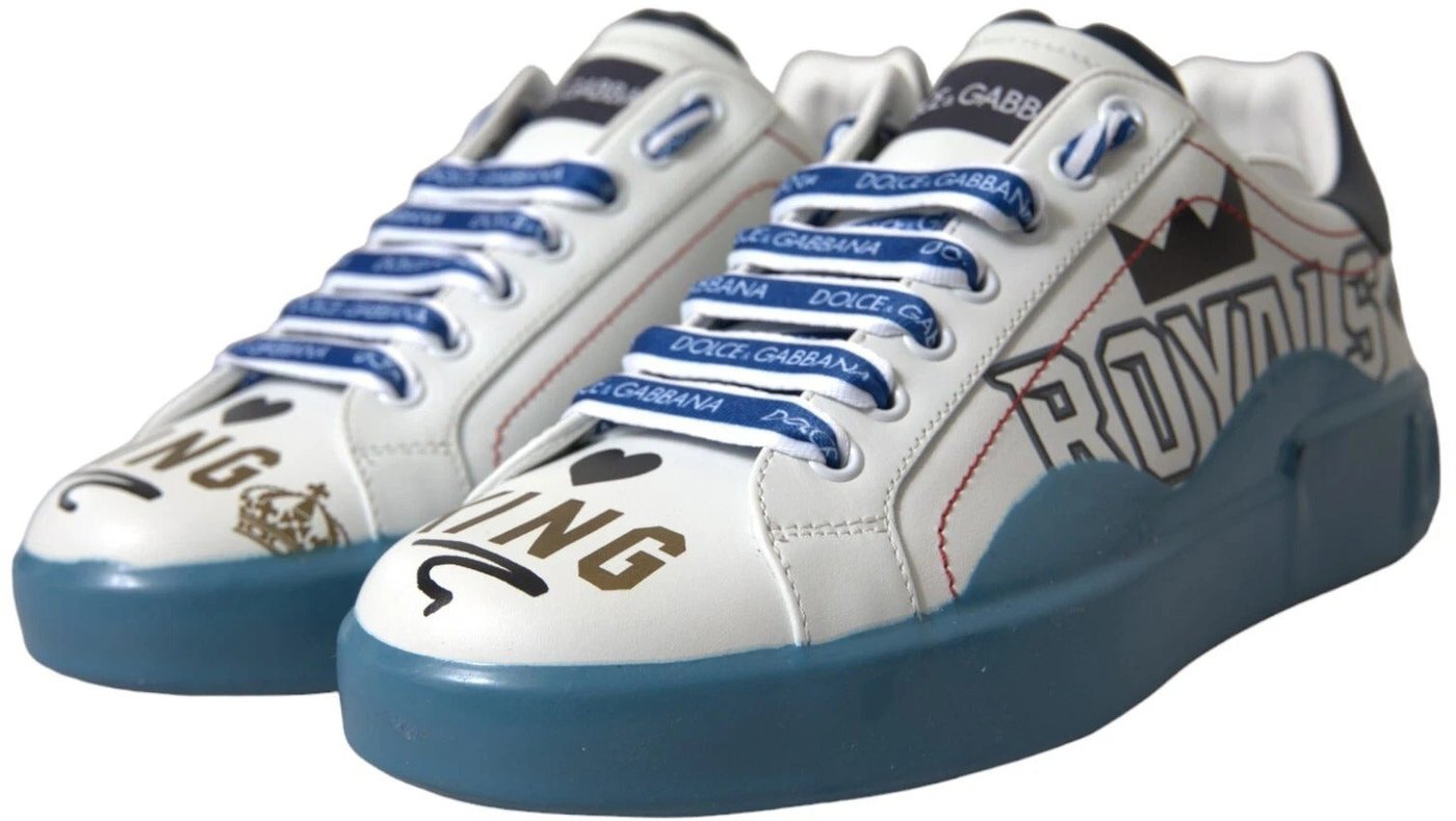 Dolce & Gabbana Blue White Printed Portofino Melt Sneakers
