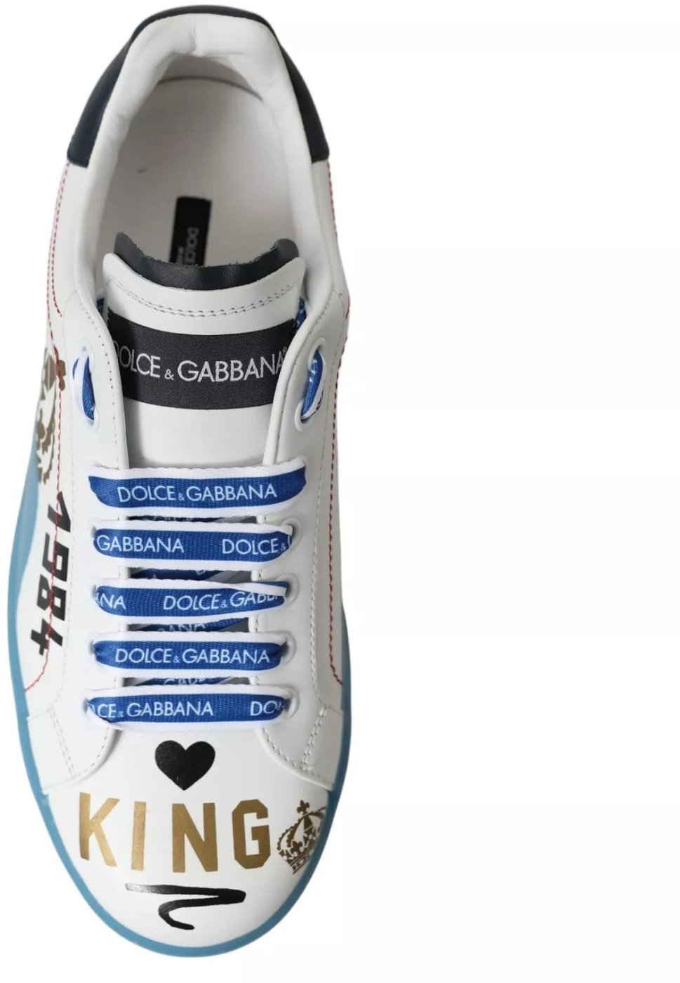 Dolce & Gabbana Blue White Printed Portofino Melt Sneakers