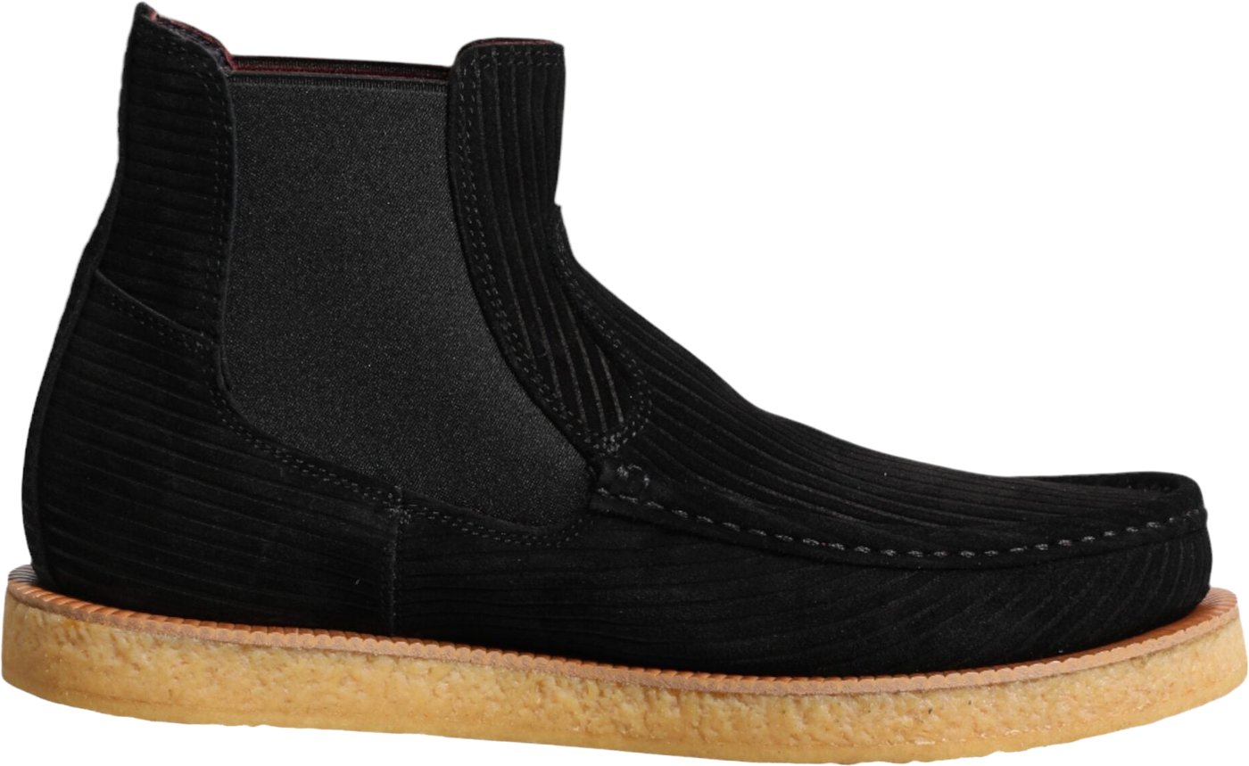 Dolce & Gabbana Black Calf Suede Slip On Ankle Boots Shoes