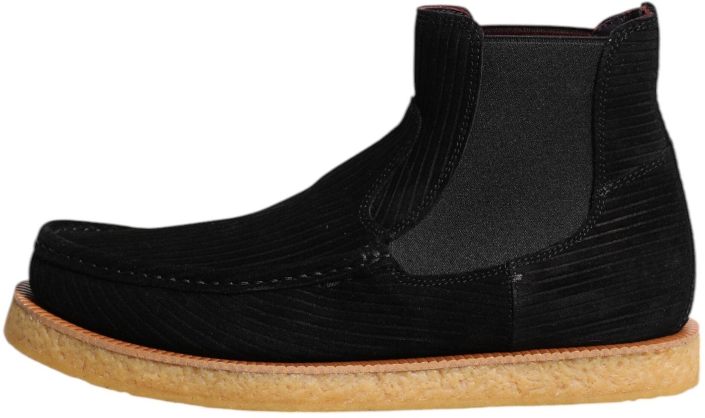 Dolce & Gabbana Black Calf Suede Slip On Ankle Boots Shoes