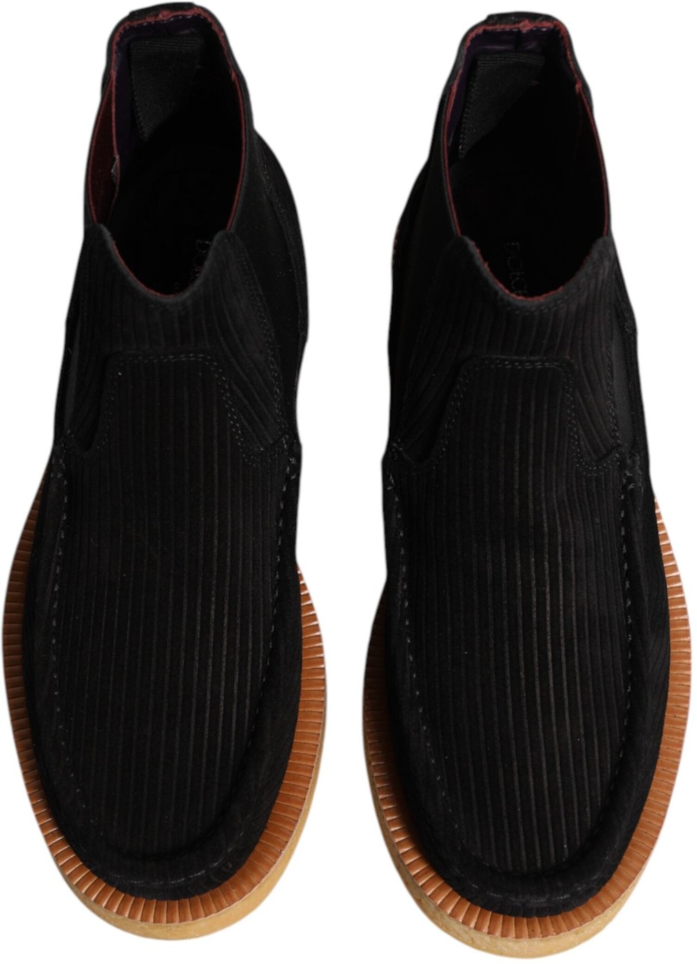 Dolce & Gabbana Black Calf Suede Slip On Ankle Boots Shoes