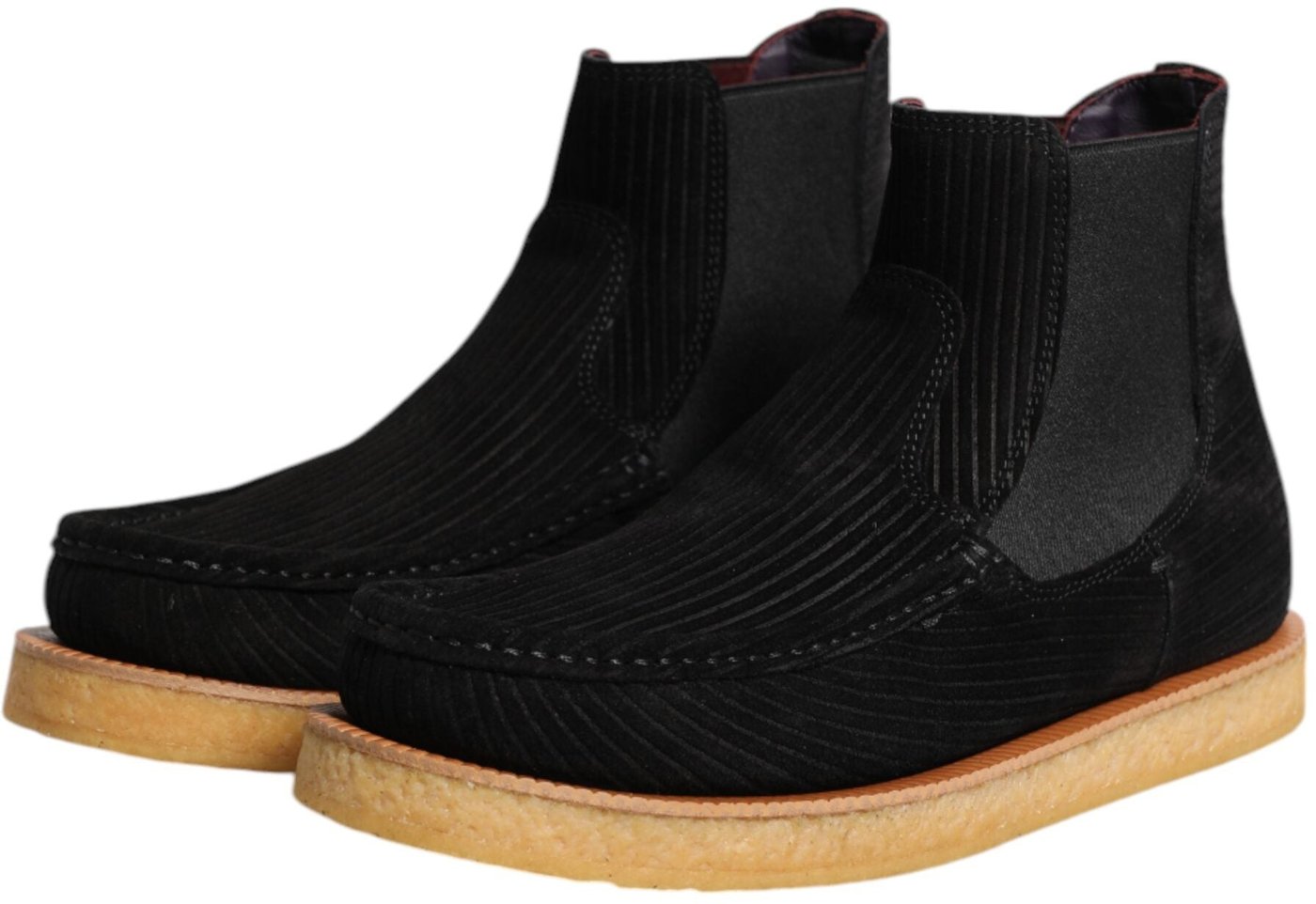 Dolce & Gabbana Black Calf Suede Slip On Ankle Boots Shoes