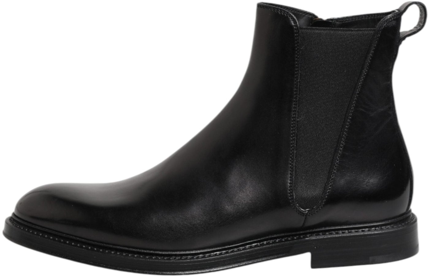 Dolce & Gabbana Black Chelsea Leather Mid Calf Boots Shoes