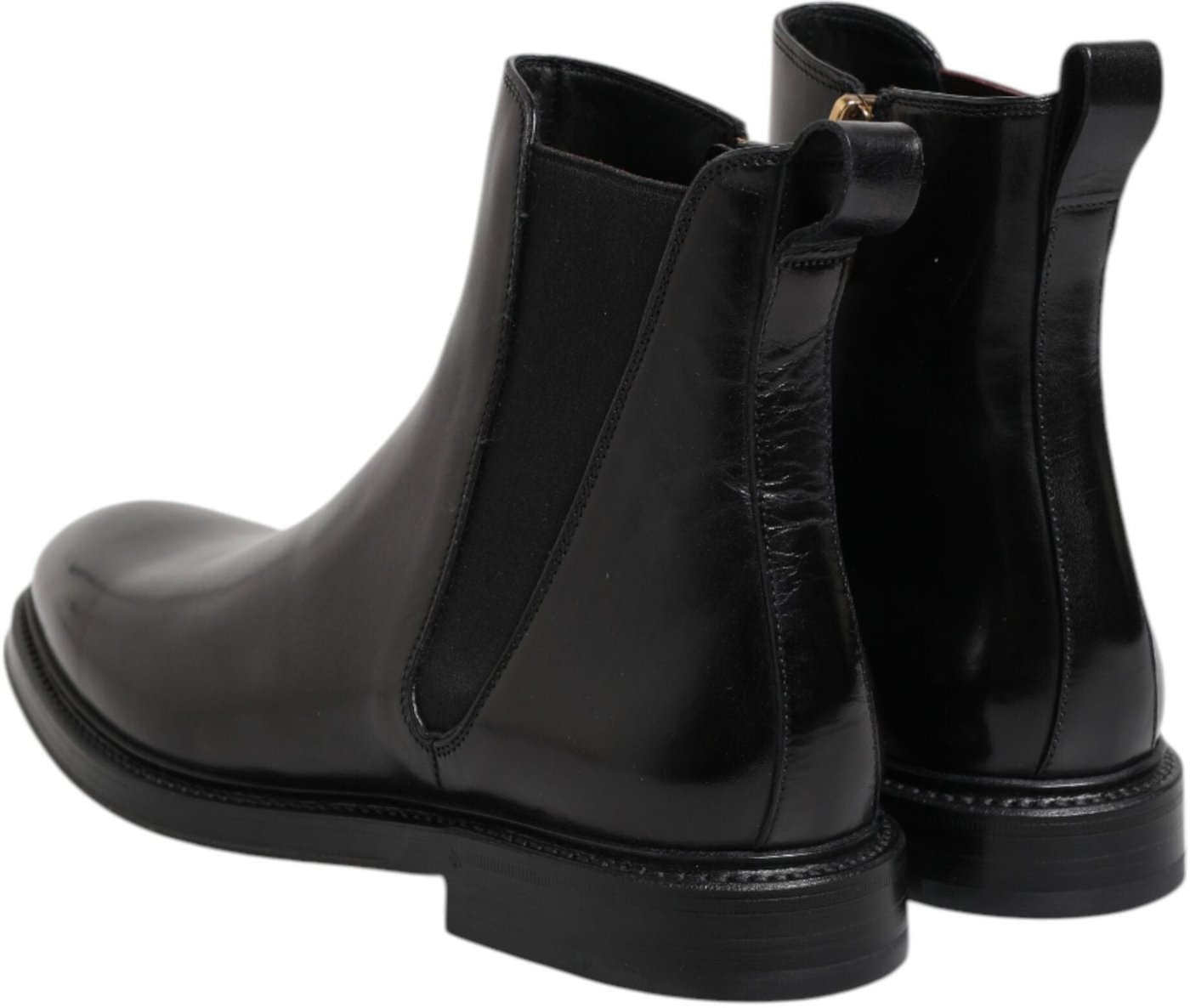 Dolce & Gabbana Black Chelsea Leather Mid Calf Boots Shoes