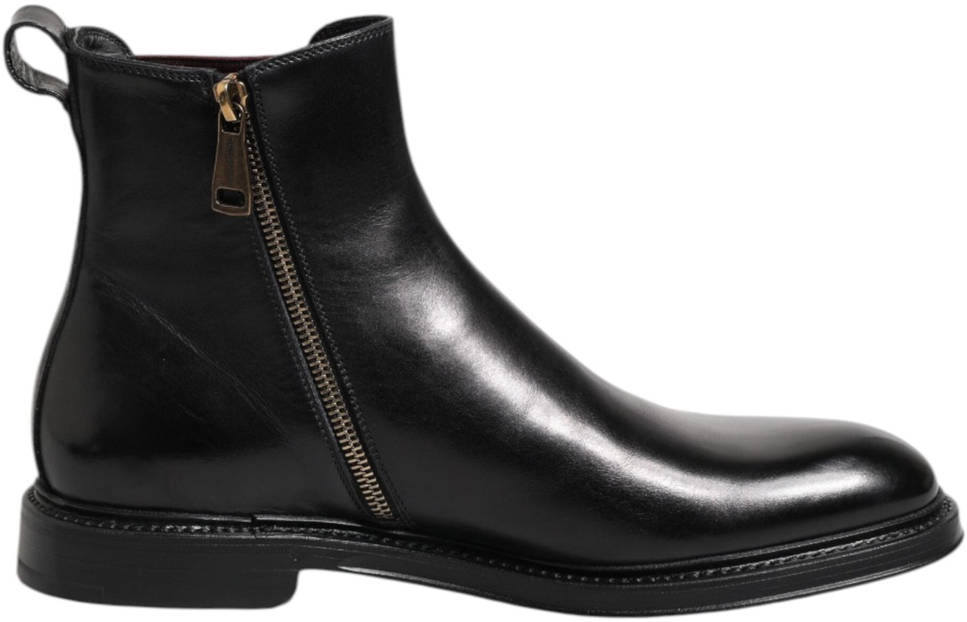 Dolce & Gabbana Black Chelsea Leather Mid Calf Boots Shoes