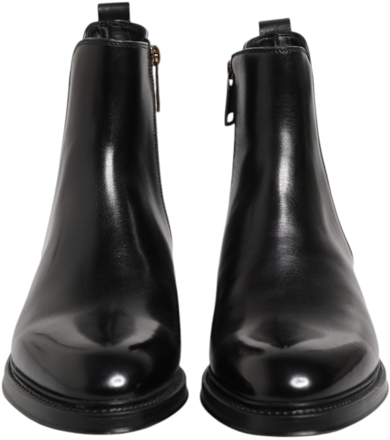 Dolce & Gabbana Black Chelsea Leather Mid Calf Boots Shoes