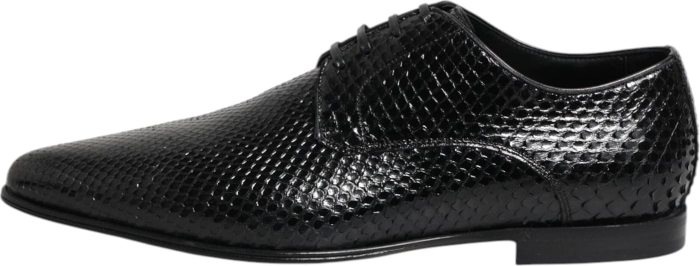 Dolce & Gabbana Black Exotic Leather Lace Up Derby Shoes